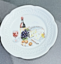 Vintage Canape Plate Wine & Cheese by LOUIS LOURIOUX 5.5 Inches In Diameter