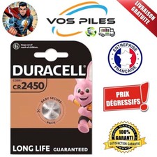 Pile bouton CR2450 DL2450 BR2450 ECR2450 EL2450 Lithium 3V 620 mAh Duracell