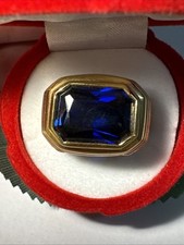 Bague vintage fantaisie avec pierre couleur bleue Taille 52.