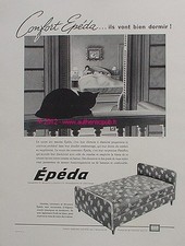 ADVERTISEMENT EPEDA MATTRESS BOX SPRING CAT BEDDING 1960 PUB FRENCH ADVERT CAT PUB