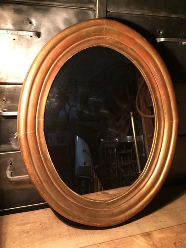 Grand miroir ovale ancien - miroir,