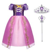 Deguisement Robe Costume Princesse Raiponce Enfant Fille avec Couronne et Bag...