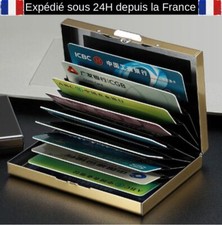 PORTE-CARTE ACIER INOXIDABLE RANGEMENT 10 COMPARTIMENTS ÉTUI BANCAIRE