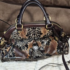 BRAHMIN  Sachel Purse LOUISE ROSE Limited Edition Espresso Fresco Damask Floral