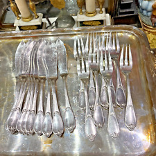 ERCUIS fish service 12 knives 9 forks silver metal sticks