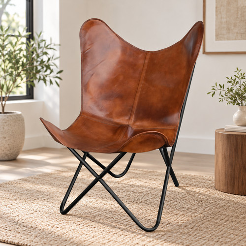 Chaise papillon vintage - papillon, marron