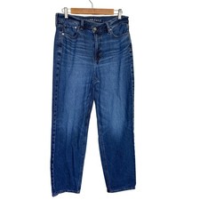 American Eagle Jeans Women 10 Blue Super High-Rise Baggy Straight Denim Preppy