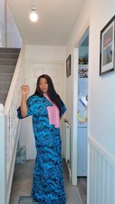 Adire Kampala African Nigerian Kaftan Bubu Dress Free Size Boubou UK 12 - 18