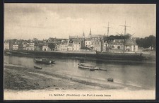 Old postcard Auray, Le Port at low tide 