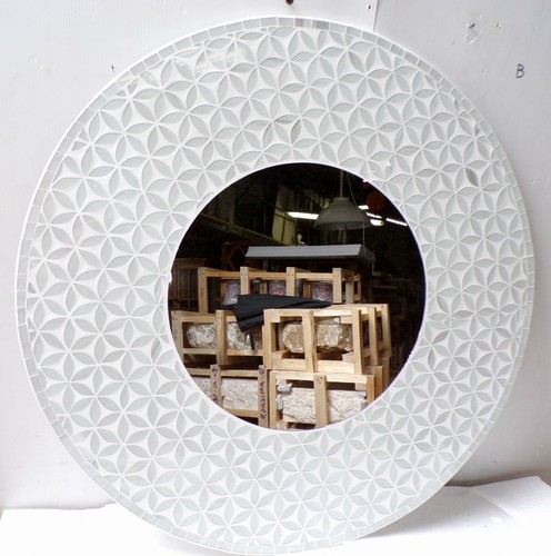 Miroir bois mosaïque - miroir,