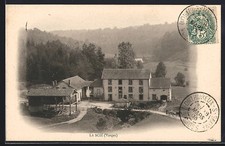 Old postcard La Scie / Vosges, view of the sawmill surrounded by forest and hills 1903 