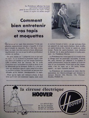Publicité 1960 hoover balai - hoover,