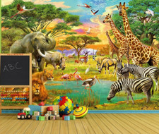 Africain Animaux Papier Peint Mural Enfants Chambre Intérieur Décor 260x384 CM