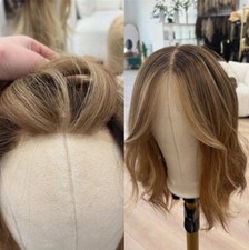 Ombre Ash Brown Wave Bob Human Hair Lace Front Wig for Women 13x4