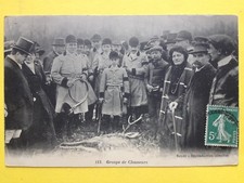 Superb postcard rare GROUP of HUNTERS HUNTING DEER RACING Venerie Hunting Deer