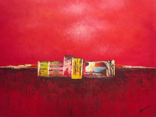 Large peinture huile - peinture, sur