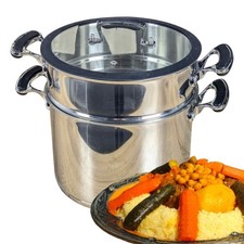 Stainless Steel Couscoussier Moroccan Couscous Pot Steamer Cookware 2-Piece