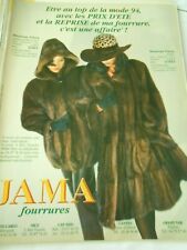 One Page Advertising 1993 Jama Furs Jackets Mink Coat