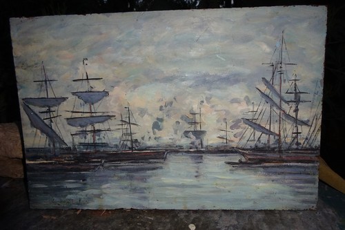 Tableau paysage marin bateaux - tableau,