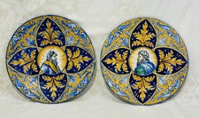 ITALY ITALIA 2 PLATES PAINTING WALL DECORATION MAJOLICA ITALY 19TH 19TH CENTURY