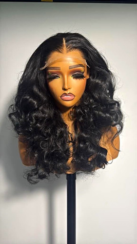 Lace front wig - wig, black