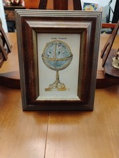 Vintage Globe Celeste Print Framed Wall Art 9×7 Antique Collection Seal