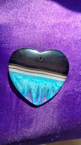 Pendentif coeur agate - agate, bleu