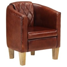 Fauteuil Cabriolet Chaise Salle de Séjour Marron Clair Cuir Véritable vidaXL