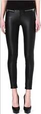 Karen Millen Faux Leather Front Zip Detail Ponte Back Moto Riding Pants SZ 8