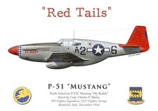 Print P-51C Mustang, Capt. C. Bailey, 99th FS, 332nd FG "Red Tails" (by G.Marie)