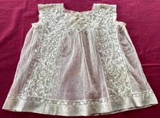 Antique Linen, Adorable Embroidered Tulle Christening Dress
