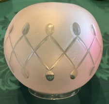 EARLY Victorian Wheel Cut Solar Kerosene Oil Gas Lamp Ball Shade 6” Diam