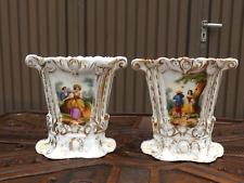 pair antique vieux paris porcelain small vases