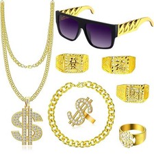 8 Pièces Kit de Costume Hip Hop Ensemble de costumes Hip Hop 80s 90s Accessoi...