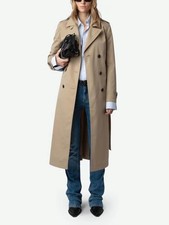 Zadig&Voltaire Women's Double-breasted Khaki Trench Coat with Waist Belt