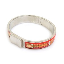 Auth HERMES Clic Clac Bangle Bracelet Silver/Orange Metal/Enamel - e58888a