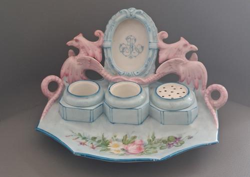 Encrier rocaille faience de - encrier, en