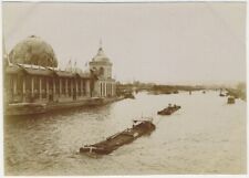 Universal Exhibition 1900. Paris. Le Globe Céleste. Houseboats on the Seine.