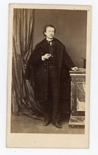PHOTO CDV circa 1860, a dandy man with a long coat by Baudon in Grenoble