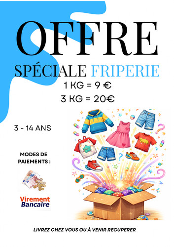 Lot friperie entre 3 - 3, kg,