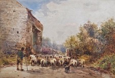 William Manners Aquarelle 1910 Yorkshire A Berger Herding His Bourre De Mouton