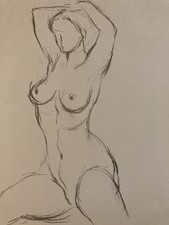 Beau Dessin Crayon 1960 Femme