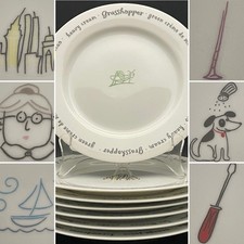 Pottery Barn Bar Lingo 7pc Cocktail Recipes Dessert/Snack Plates Thailand 8"dia