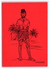Vintage Indonesian Scout Illustration Artist Pierre Joubert Postcard