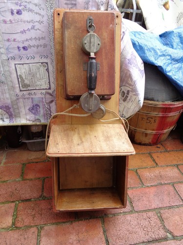 Ancien telephone mural bois - telephone,