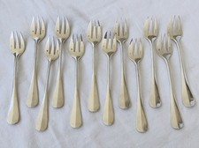 12 CHRISTOFLE UNIPLAT FIDELIO SILVER METAL OYSTER FORKS 14 CM