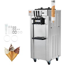 VEVOR Machine à Crème Glacée Appareil à Glace Italienne 3 Saveurs 21-31 L/h