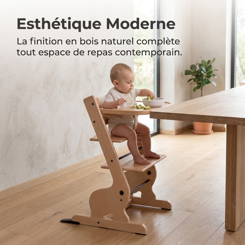 Chaise haute bébé bois