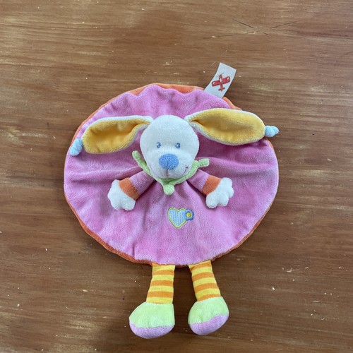 Doudou plat rond lapin chien - plat,