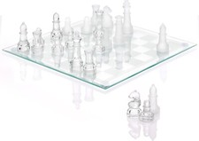 Jeu D'Échecs En Verre Fins Avec Des Pièces En Verre Solides Ensemble De Plateau
